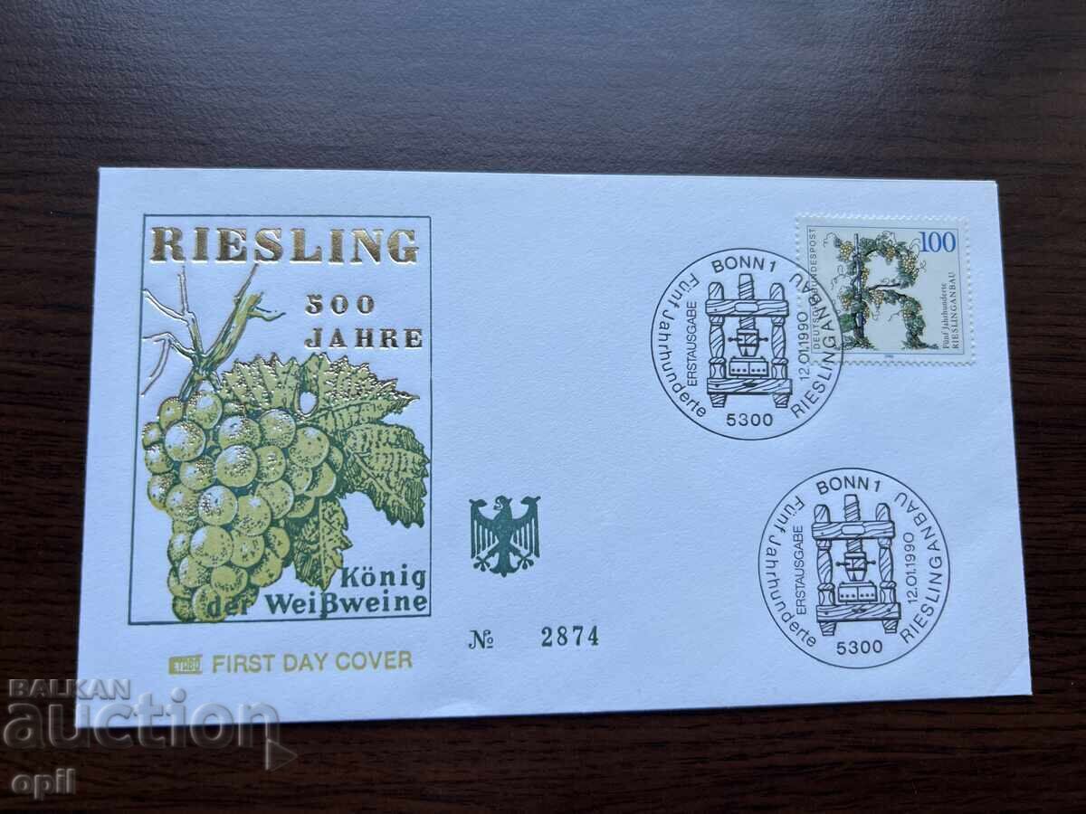 Germany 1990 First Day Cover 500 Years Riesling Germany 1990 First Day Cover 500 Years Riesling