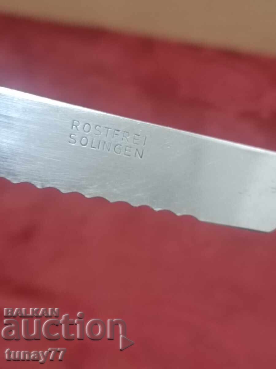 Solid knife with marking, wooden forged handle SOLINGEN with price 10.00 BGN | € 5.11