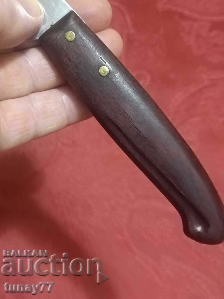 Auction  Solid knife with marking, wooden forged handle SOLINGEN