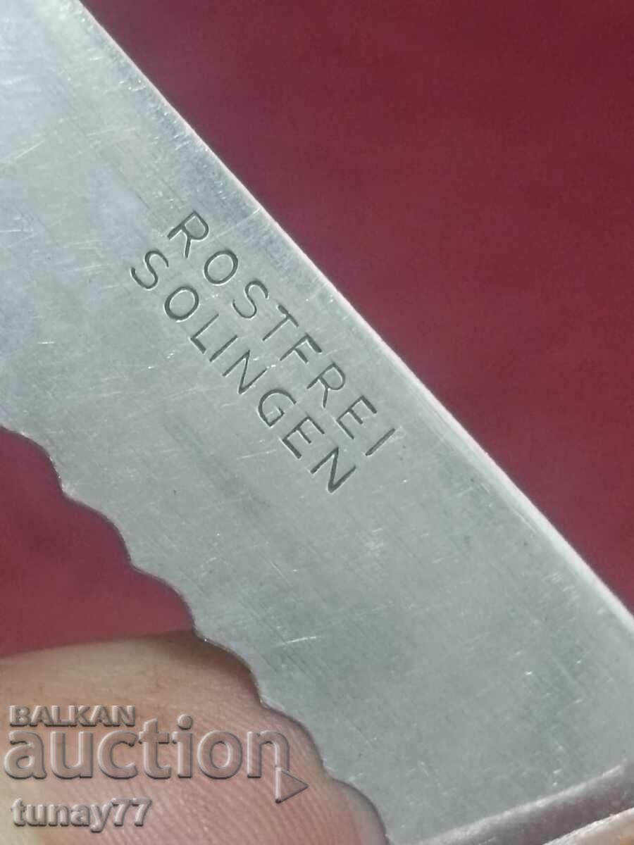 Solid knife with marking, wooden forged handle SOLINGEN - 6