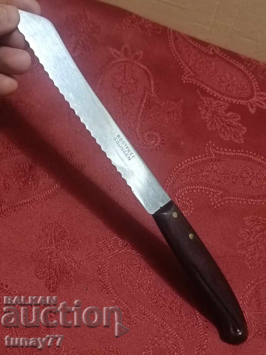 Solid knife with marking, wooden forged handle SOLINGEN