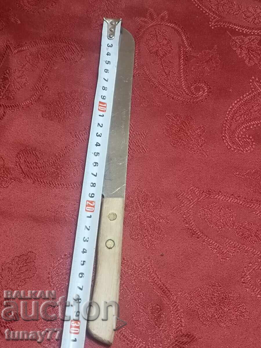 Solid kitchen knife with markings, wooden handle - 5