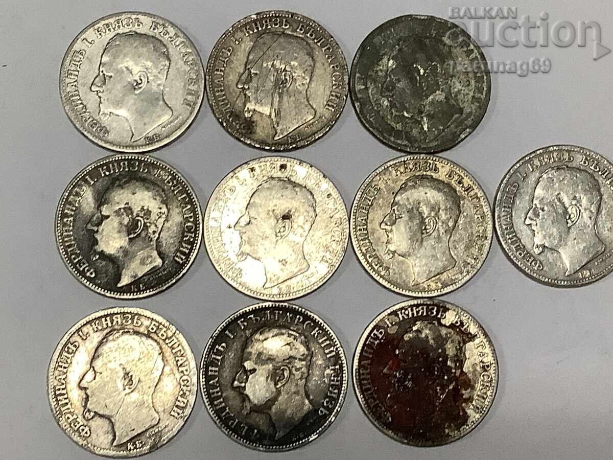 Bulgaria 2 leva 1891 and 1894 LOT 10 pieces - 5 Bulgaria 2 leva 1891 and 1894 LOT 10 pieces - 5