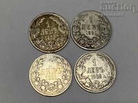 Bulgaria 1 lev 1882 and 1891 LOT 4 pieces