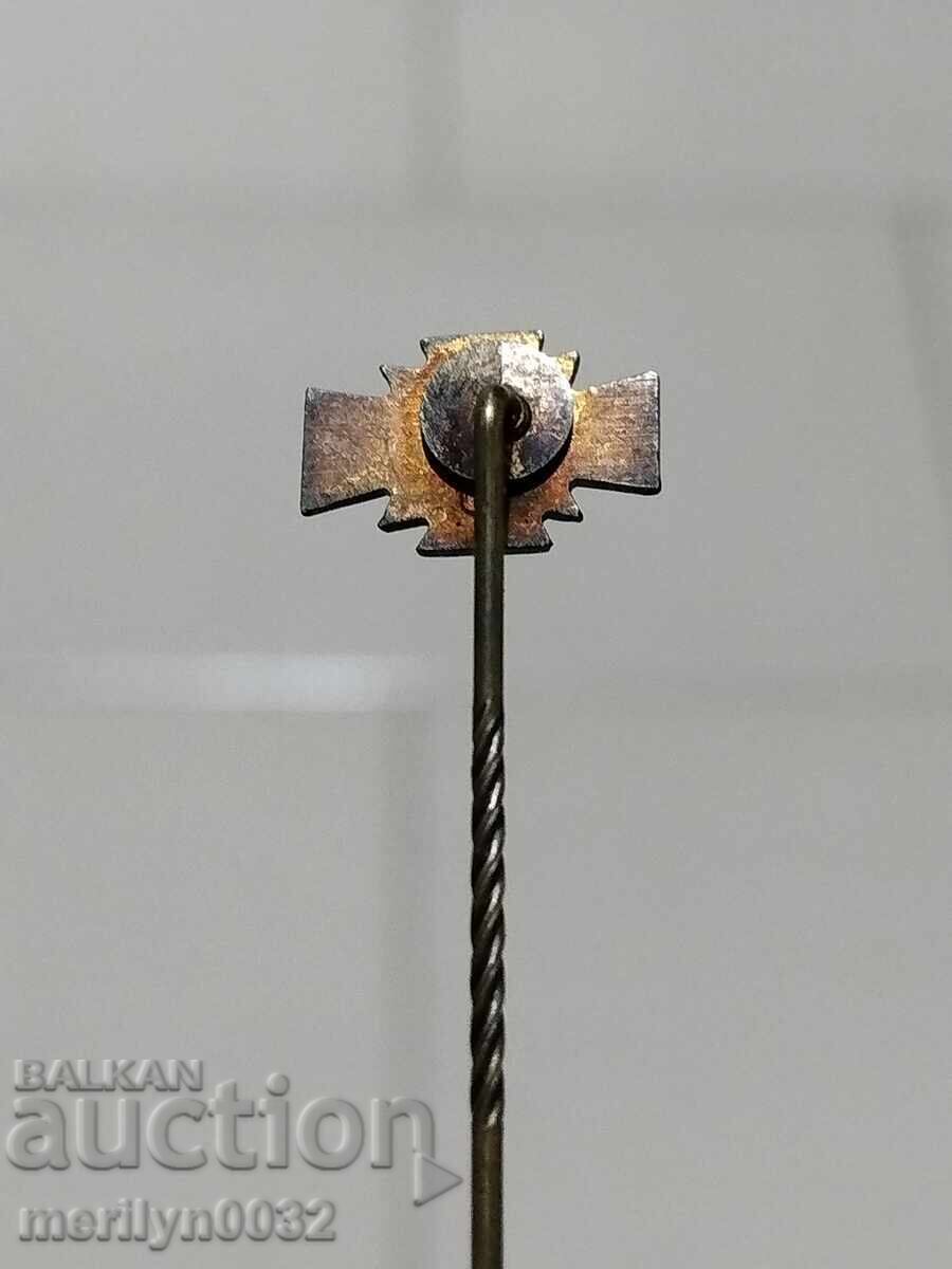 Enameled German badge with embroidered emblem 1919 - 6 Enameled German badge with embroidered emblem 1919 - 6