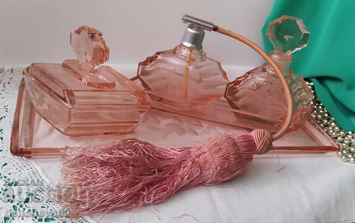 Antique Art Deco Crystal Vanity Set - 5 Antique Art Deco Crystal Vanity Set - 5