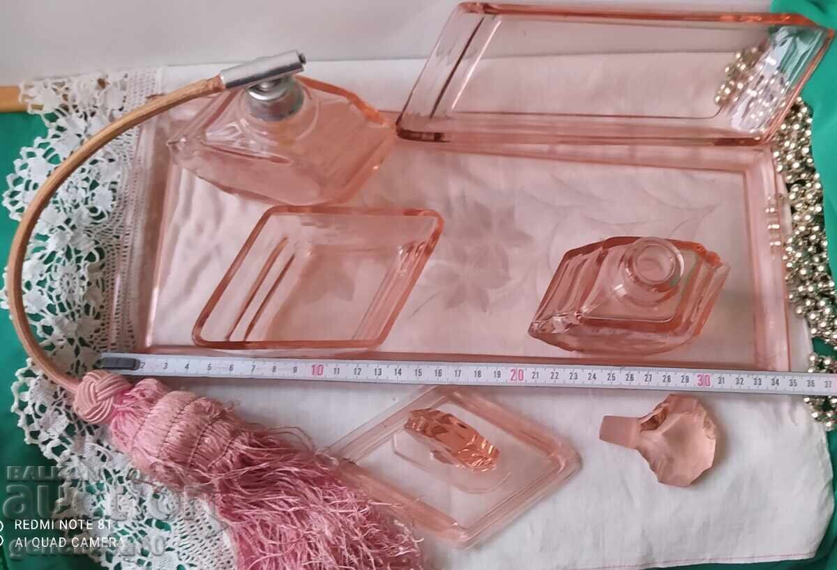 Antique Art Deco Crystal Vanity Set - 6 Antique Art Deco Crystal Vanity Set - 6