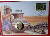 Benin-5 francs 1972 and postmark in a beautiful envelope