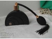 Art Deco black frosted perfume bottle