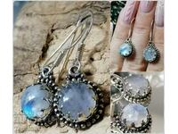 Silver dangle earrings with moonstone