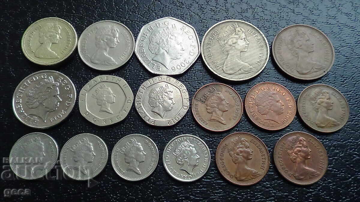 Monede Marea Britanie - 17 bucăți cu preț € 8.00 | 15.65 BGN