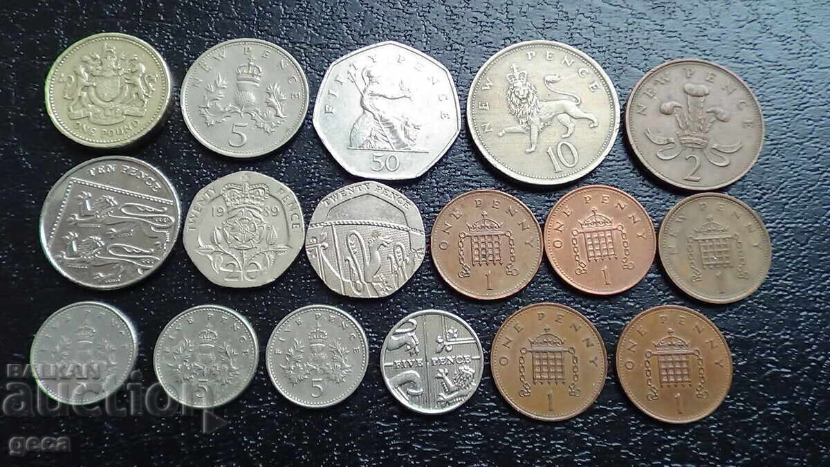 Licitație Monede Marea Britanie - 17 bucăți Licitație Monede Marea Britanie - 17 bucăți