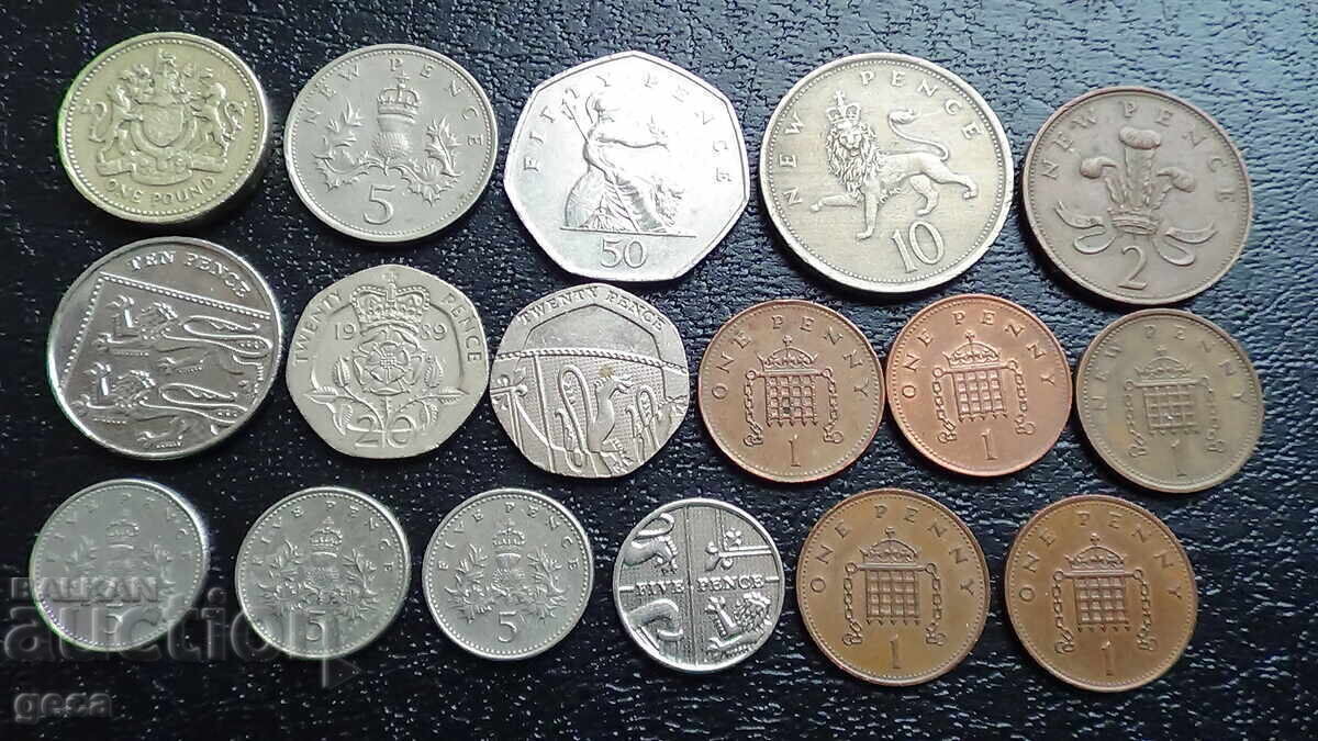 Monede Marea Britanie - 17 bucăți - 5 Monede Marea Britanie - 17 bucăți - 5