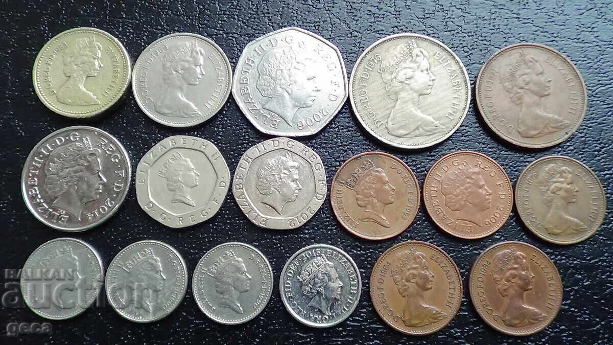 Monede Marea Britanie - 17 bucăți - 6 Monede Marea Britanie - 17 bucăți - 6