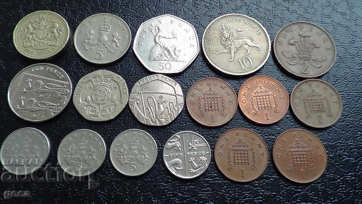 Monede Marea Britanie - 17 bucăți - 7 Monede Marea Britanie - 17 bucăți - 7