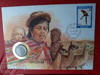 Bolivia-50 centavos 1987 si mar postal. într-un plic frumos