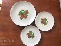 PORCELAIN PLATES LARGE AND TWO MEDIUM PLATES SET BULGARIA