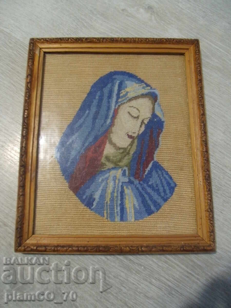 №*7825 old tapestry - Madonna - with frame - 6 №*7825 old tapestry - Madonna - with frame - 6