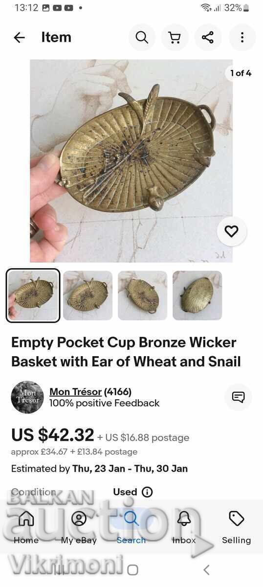 Secession, Art Nouveau, bronze, figurative vessel with price 50.00 BGN | € 25.56 Secession, Art Nouveau, bronze, figurative vessel with price 50.00 BGN | € 25.56