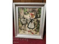 Hand-colored Bulgarian Photo painting Little Red Riding Hood