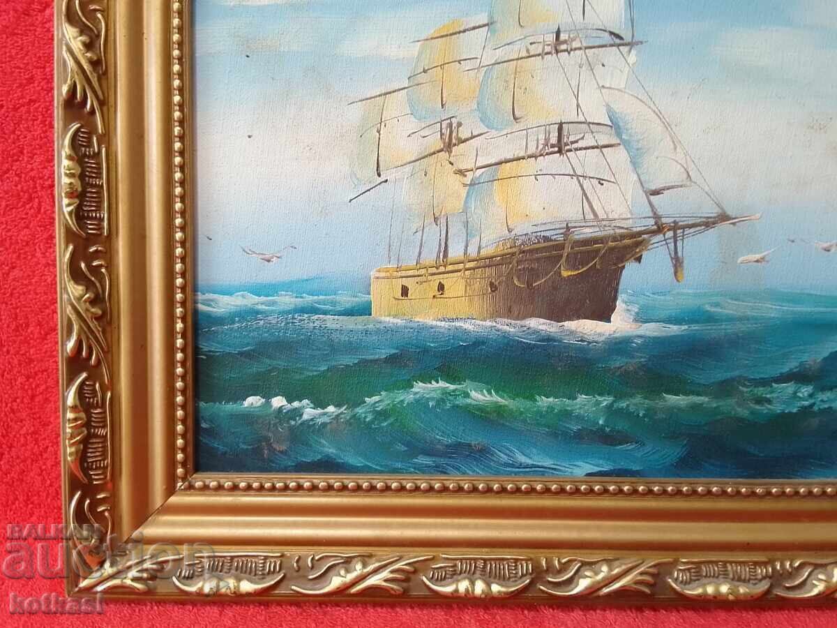 Oil painting on canvas Ship Sails Sea Waves - 5 Oil painting on canvas Ship Sails Sea Waves - 5
