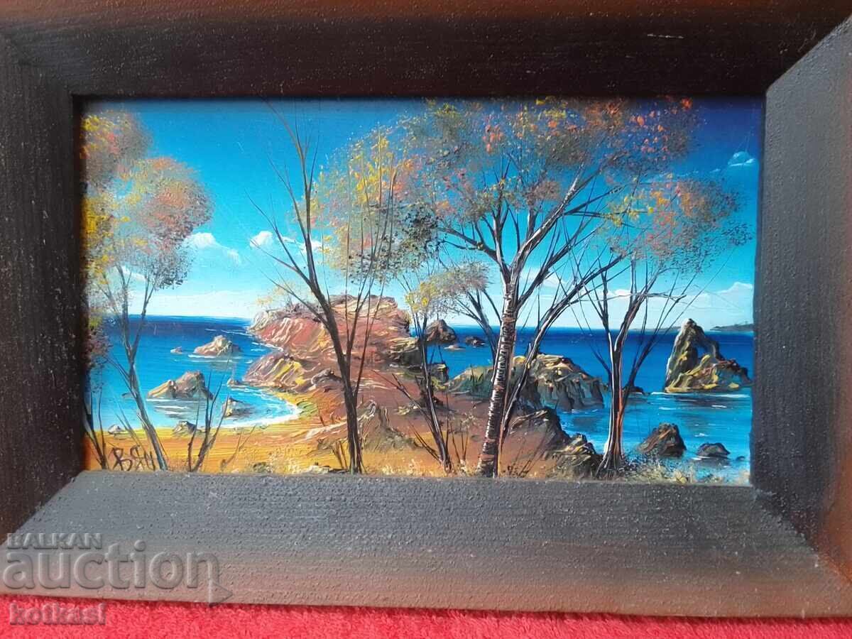 Oil painting on silk Landscape Sea Valentin Yanev with price 235.50 BGN | € 120.41 Oil painting on silk Landscape Sea Valentin Yanev with price 235.50 BGN | € 120.41