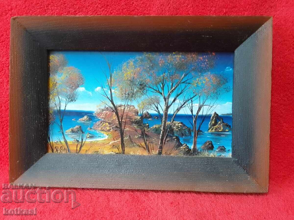 Oil painting on silk Landscape Sea Valentin Yanev Oil painting on silk Landscape Sea Valentin Yanev