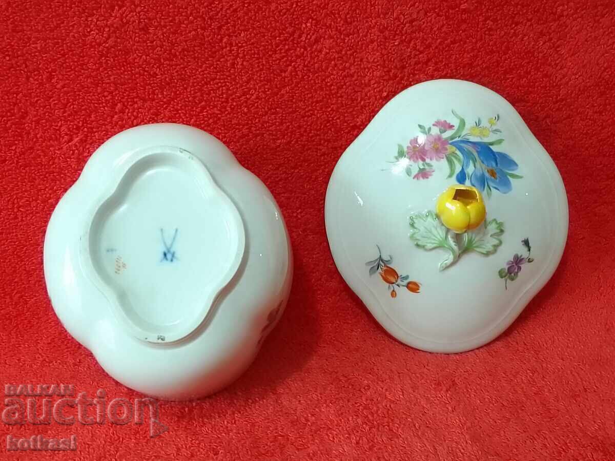 Стара порцеланова купа Германия цветя Meissen Майсен позлата - 7