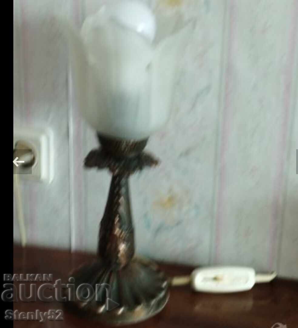 Old Night Lamp with Bronze Base - 5