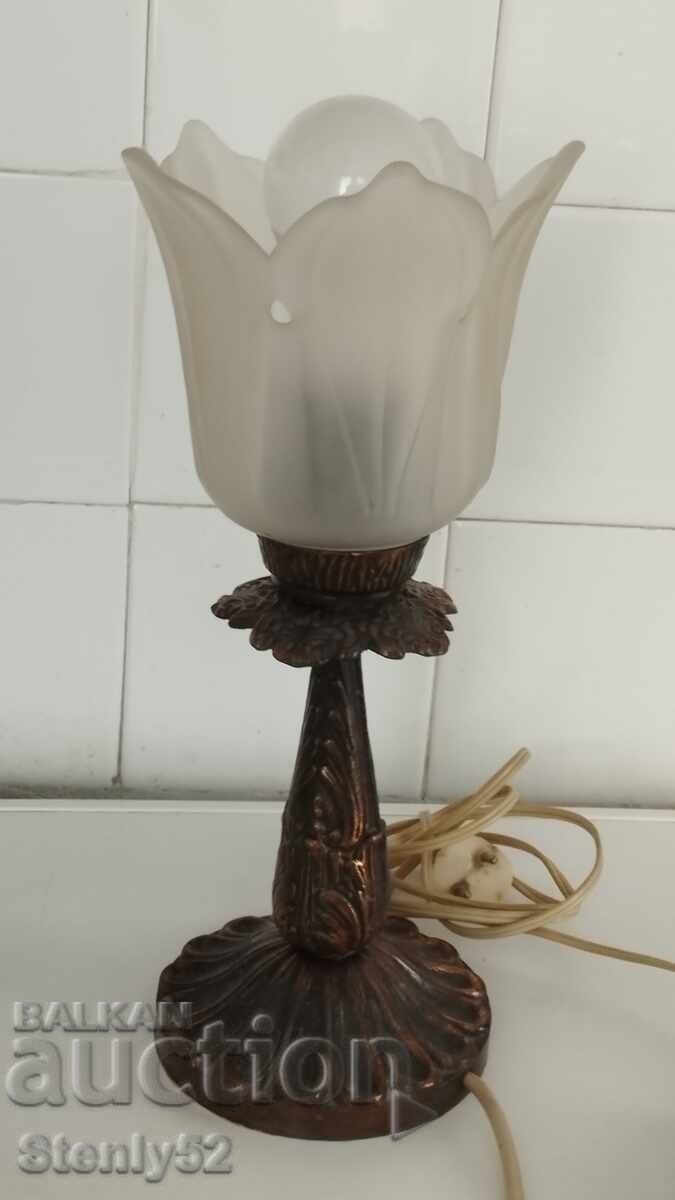 Old Night Lamp with Bronze Base