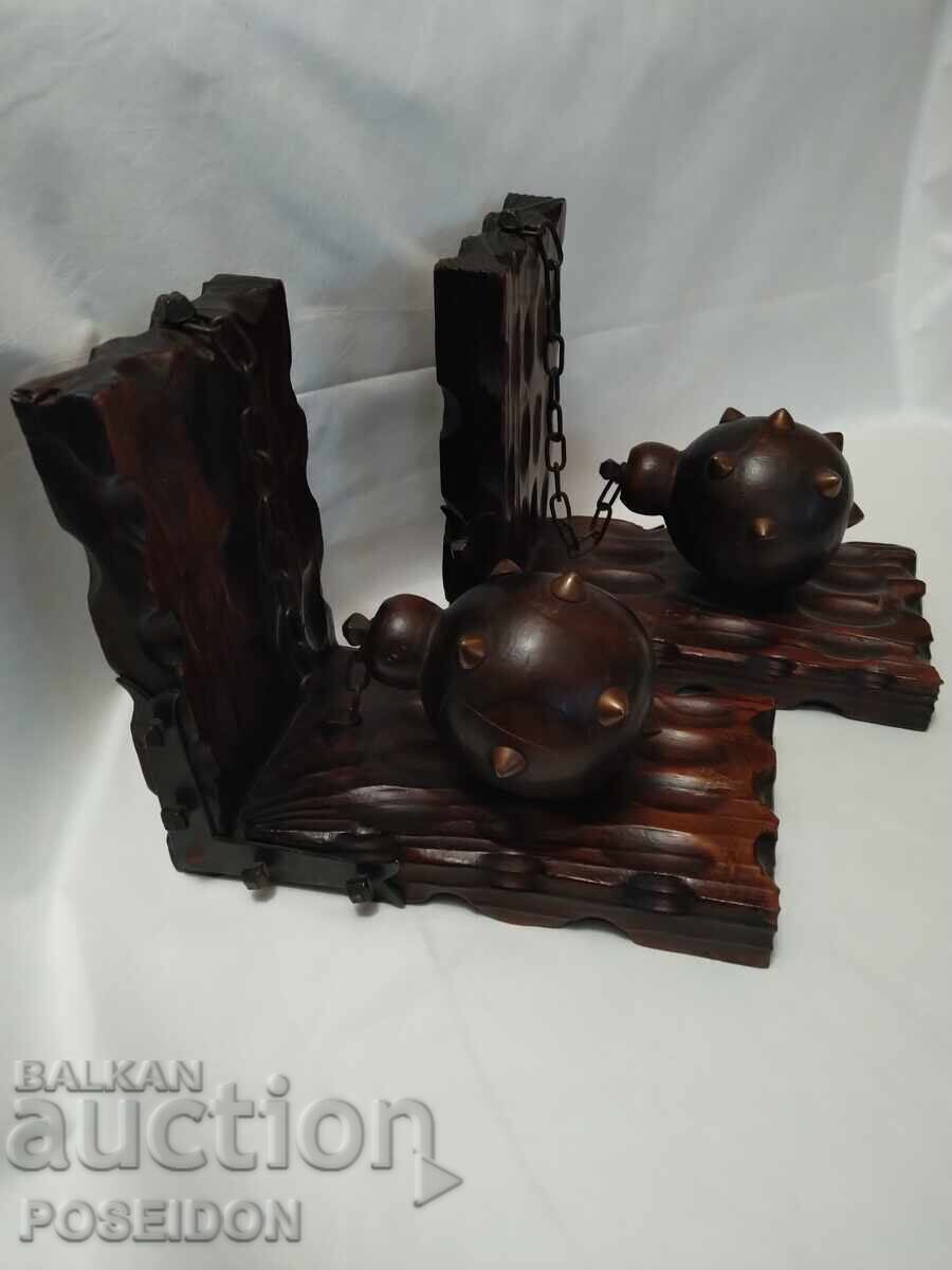 Стари дървени стойки за книги с цена 160.00 лв. | € 81.81 Стари дървени стойки за книги с цена 160.00 лв. | € 81.81