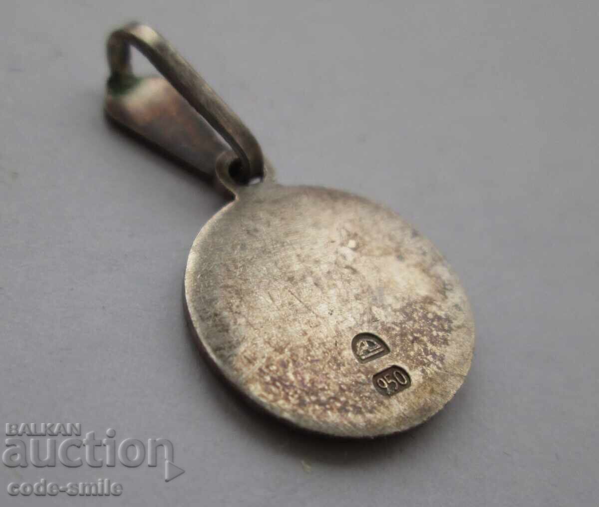 Δημοπρασία Παλιό ασημένιο μενταγιόν μετάλλιο διάφανο σμάλτο Virgin Δημοπρασία Παλιό ασημένιο μενταγιόν μετάλλιο διάφανο σμάλτο Virgin