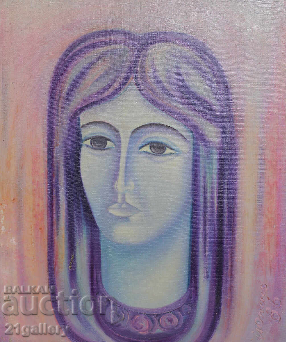 Jordan Opitz / Female portrait, oil on canvas, signed 1986. with price 800.00 BGN | € 409.03 Jordan Opitz / Female portrait, oil on canvas, signed 1986. with price 800.00 BGN | € 409.03