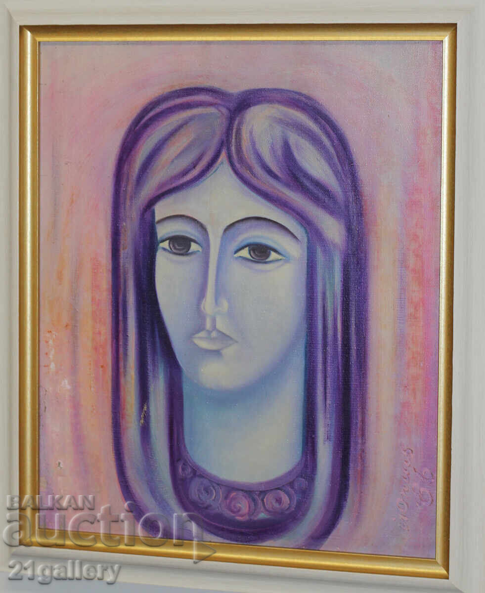 Jordan Opitz / Female portrait, oil on canvas, signed 1986. Jordan Opitz / Female portrait, oil on canvas, signed 1986.
