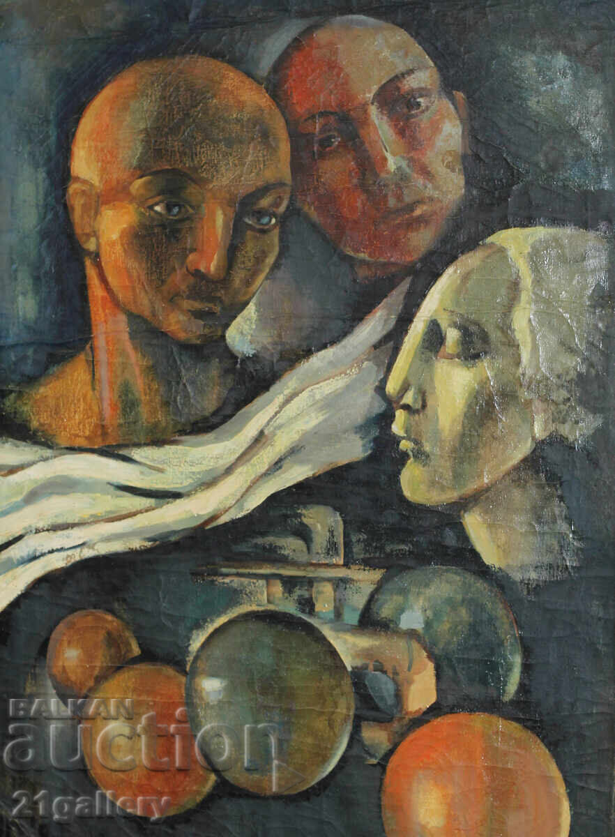 Mila Santova (1954 - ) Compoziție figurativă, ulei pe pânză cu preț 1000.00 BGN | € 511.29