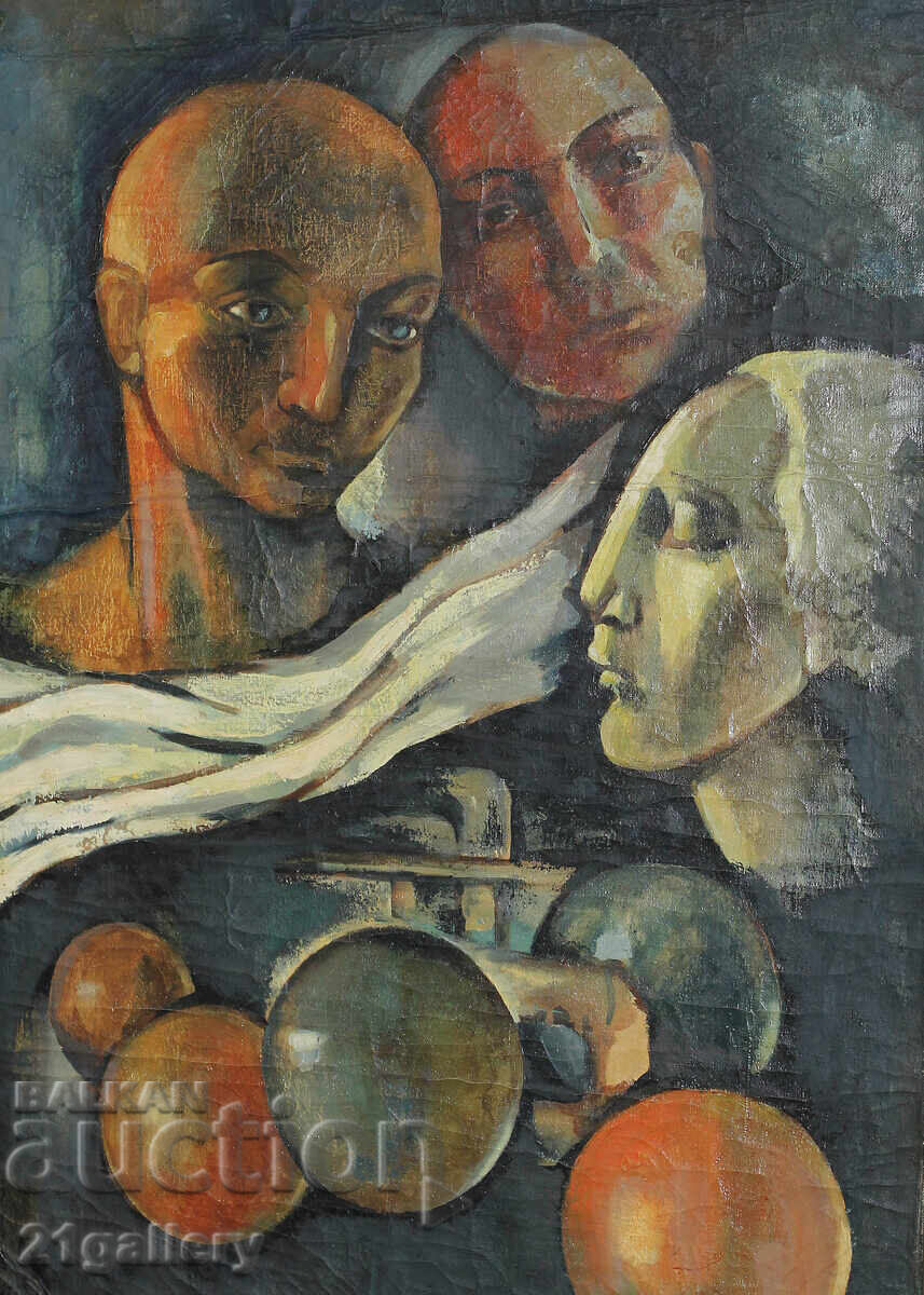 Mila Santova (1954 - ) Compoziție figurativă, ulei pe pânză