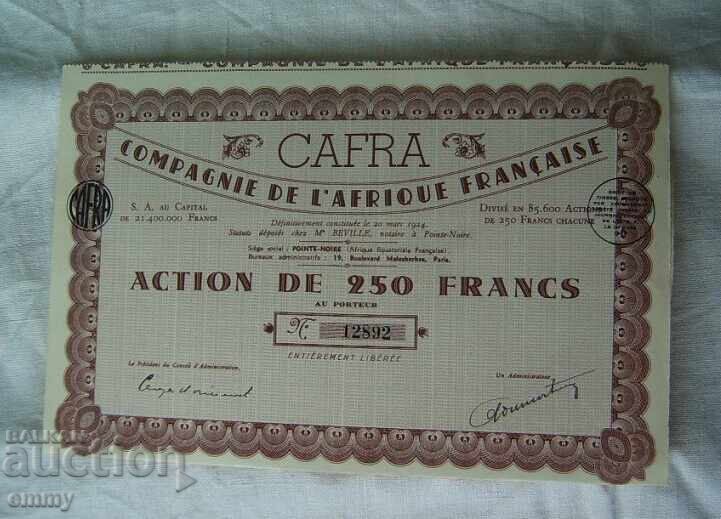 Action France - CAFRA - French African Company, 1936 Action France - CAFRA - French African Company, 1936