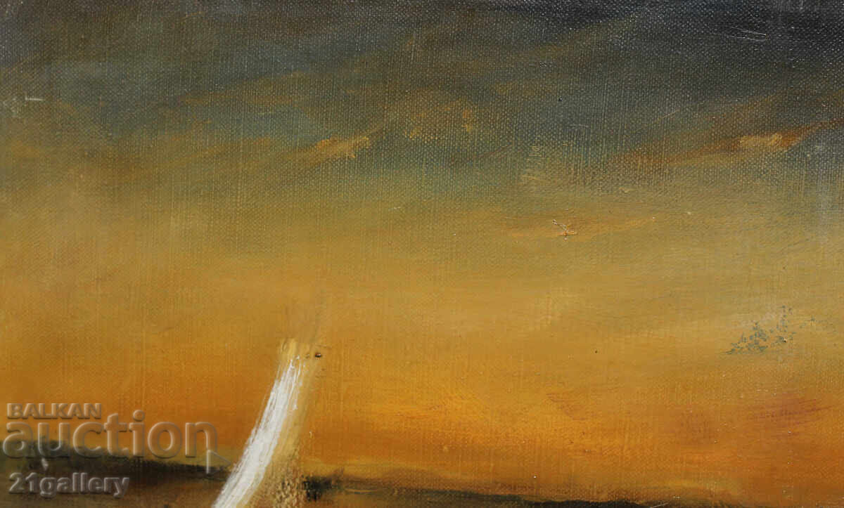 Delivery of M. Nedkova / Seascape with a boat, oil paints, signed