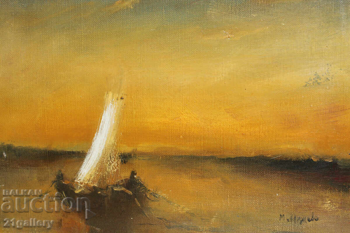 M. Nedkova / Seascape with a boat, oil paints, signed - 5