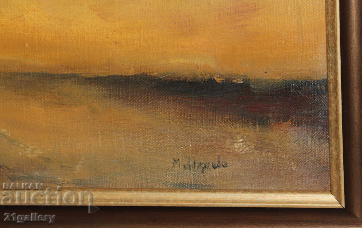 M. Nedkova / Peisaj marin cu o barcă, vopsele în ulei, semnat - 6 M. Nedkova / Peisaj marin cu o barcă, vopsele în ulei, semnat - 6
