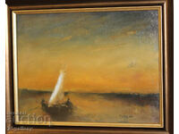 M. Nedkova / Seascape with a boat, oil paints, signed