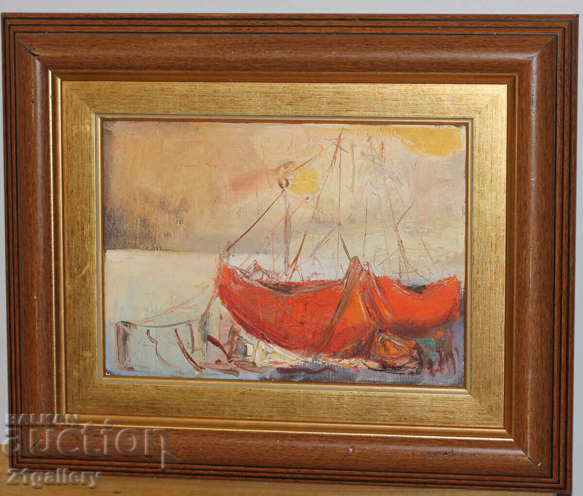 Delivery of Evgeny Petrov / 1969 - / Landscape with a Boat, Oil Paints Delivery of Evgeny Petrov / 1969 - / Landscape with a Boat, Oil Paints