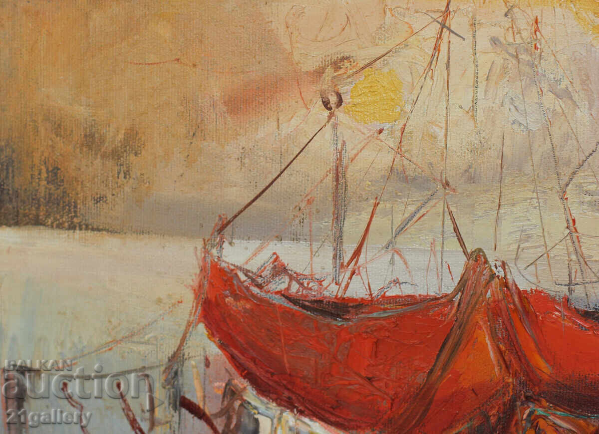 Evgeny Petrov / 1969 - / Landscape with a Boat, Oil Paints - 5 Evgeny Petrov / 1969 - / Landscape with a Boat, Oil Paints - 5