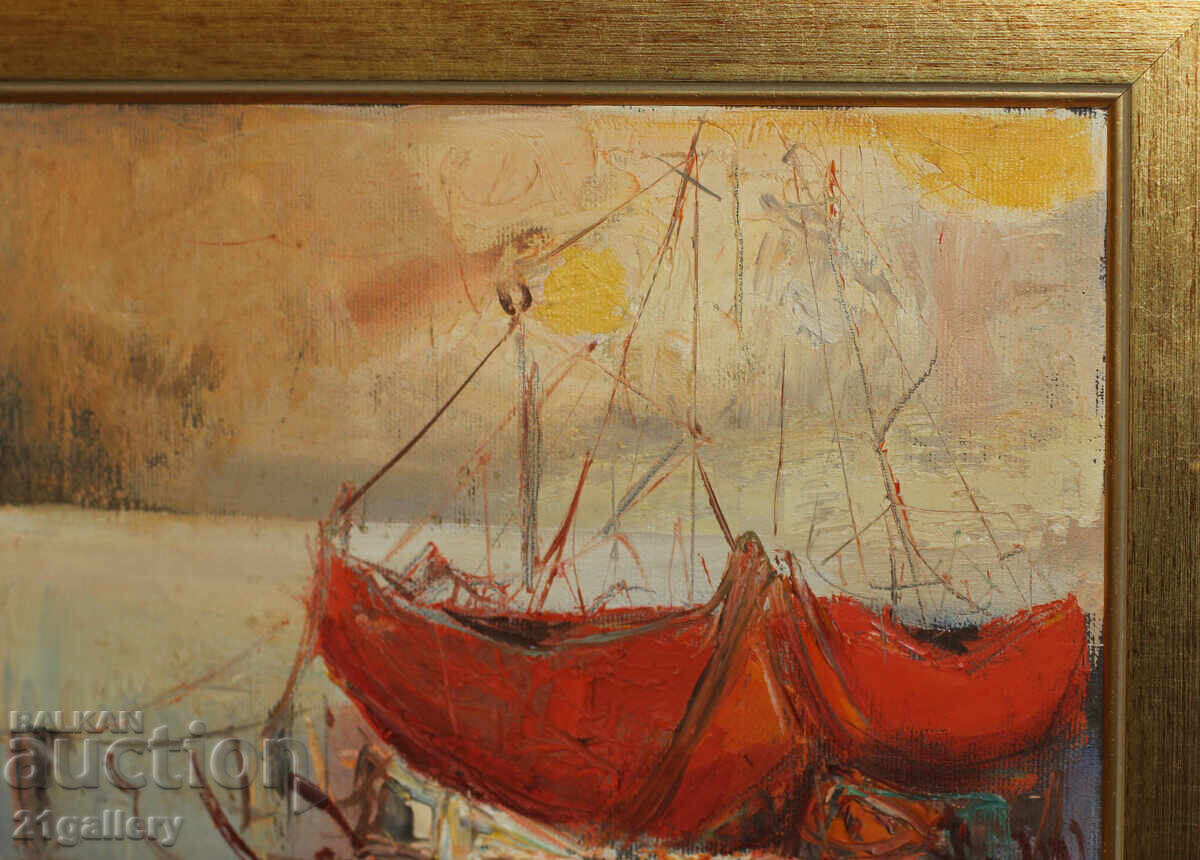 Evgeny Petrov / 1969 - / Landscape with a Boat, Oil Paints - 6 Evgeny Petrov / 1969 - / Landscape with a Boat, Oil Paints - 6