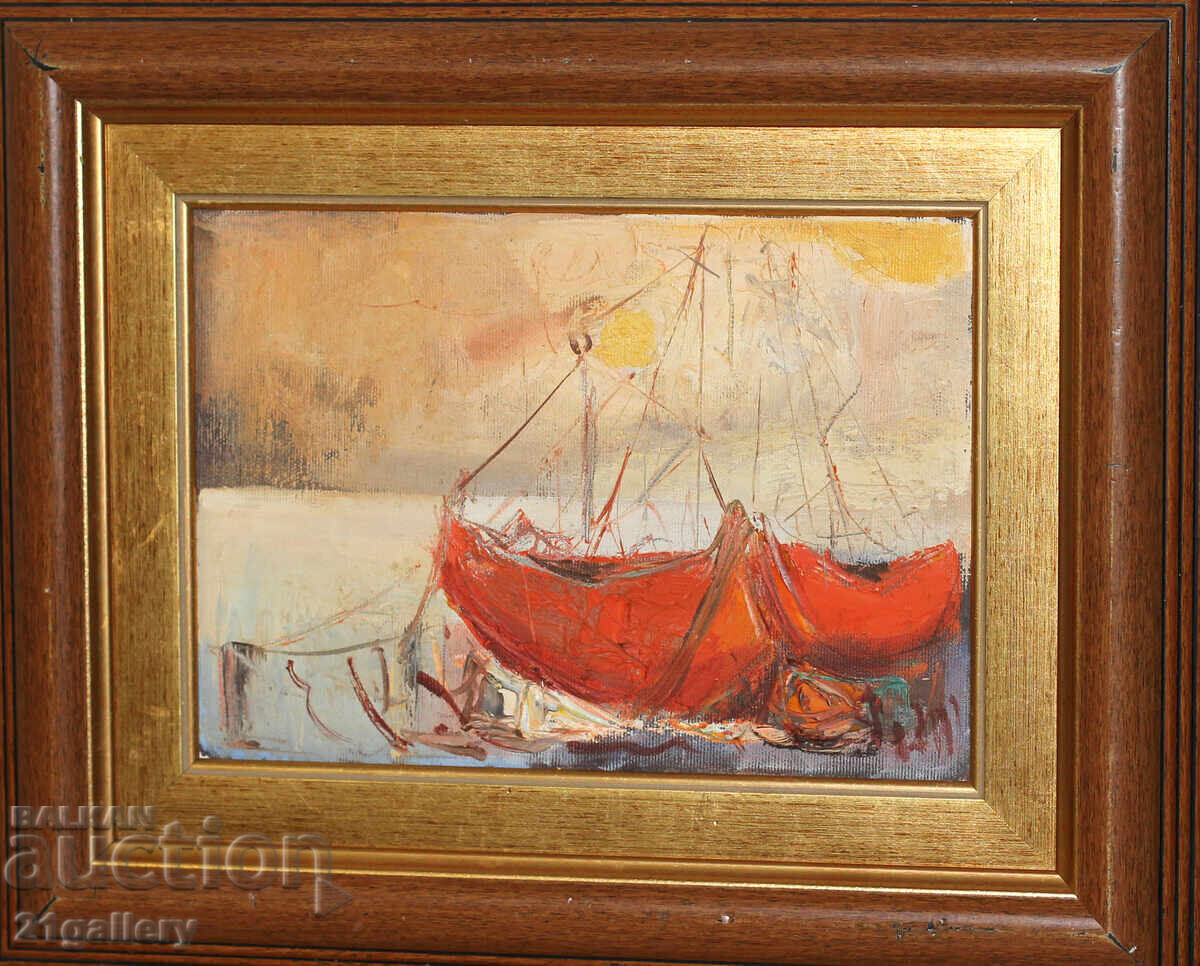 Evgeny Petrov / 1969 - / Landscape with a Boat, Oil Paints Evgeny Petrov / 1969 - / Landscape with a Boat, Oil Paints