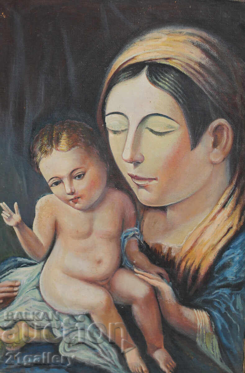 Old oil painting "Madonna and Child" with price 500.00 BGN | € 255.65 Old oil painting "Madonna and Child" with price 500.00 BGN | € 255.65