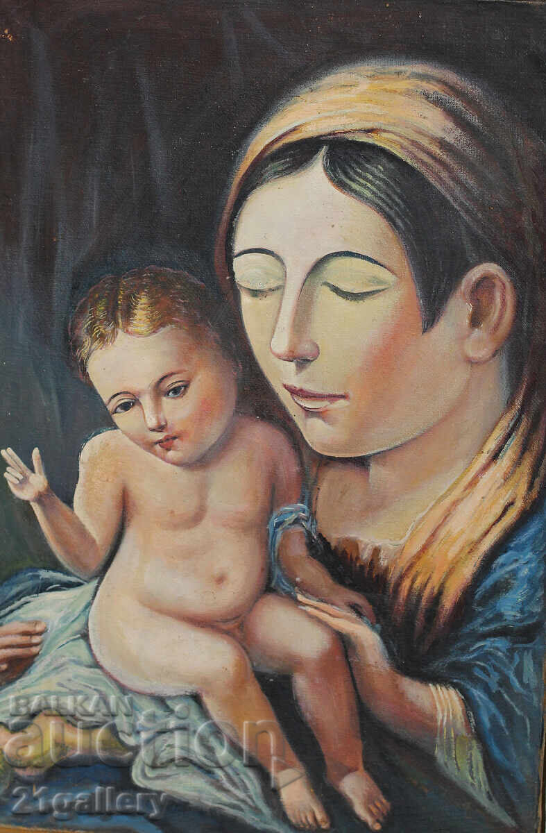 Old oil painting "Madonna and Child" Old oil painting "Madonna and Child"