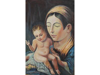 Old oil painting "Madonna and Child"