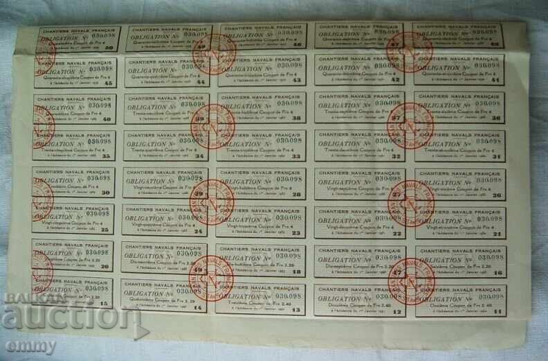 Delivery of France 80 Francs - French Shipyards, 1929 Delivery of France 80 Francs - French Shipyards, 1929