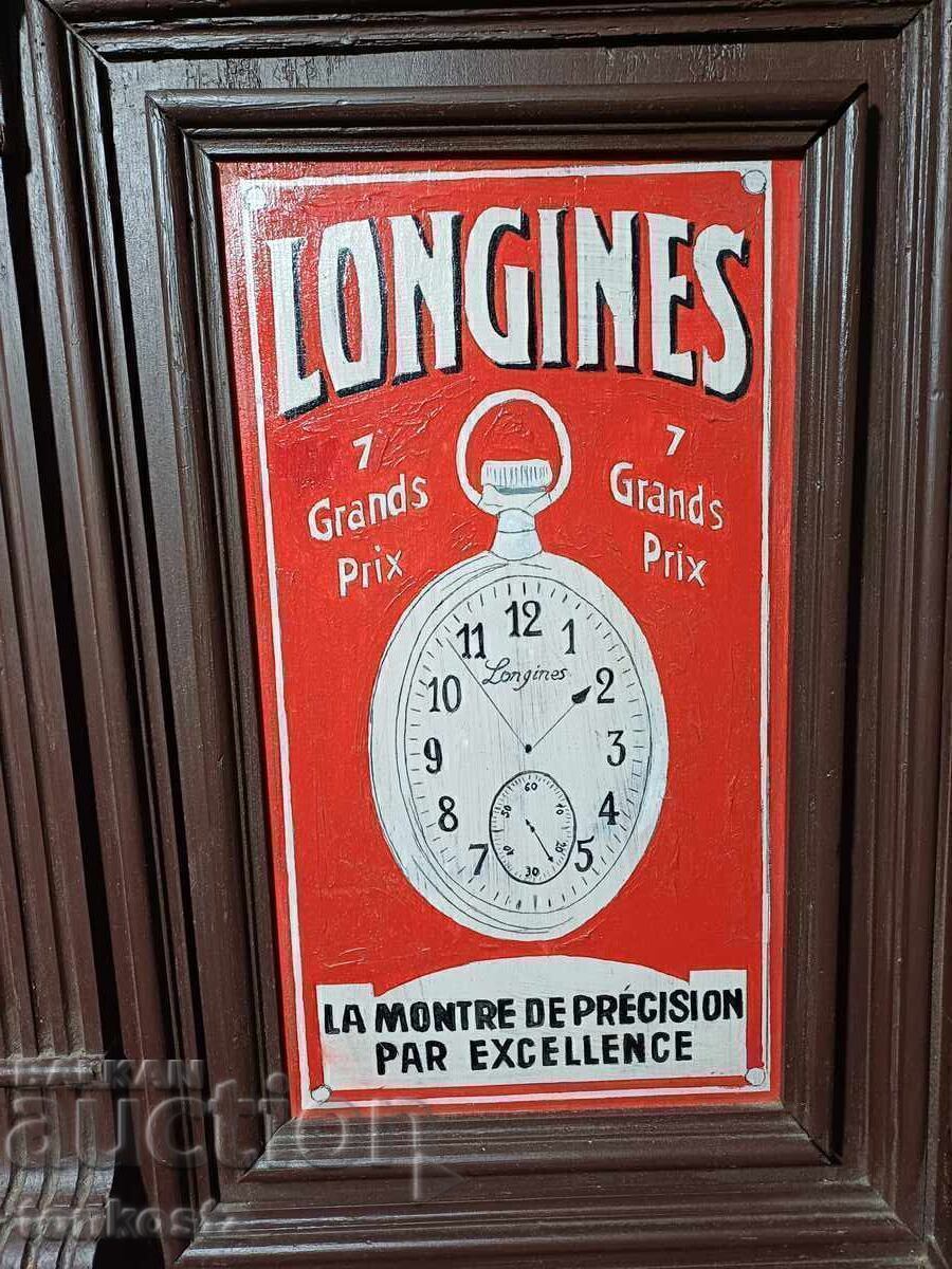 Painted longines wooden sign with price 200.00 BGN | € 102.26 Painted longines wooden sign with price 200.00 BGN | € 102.26